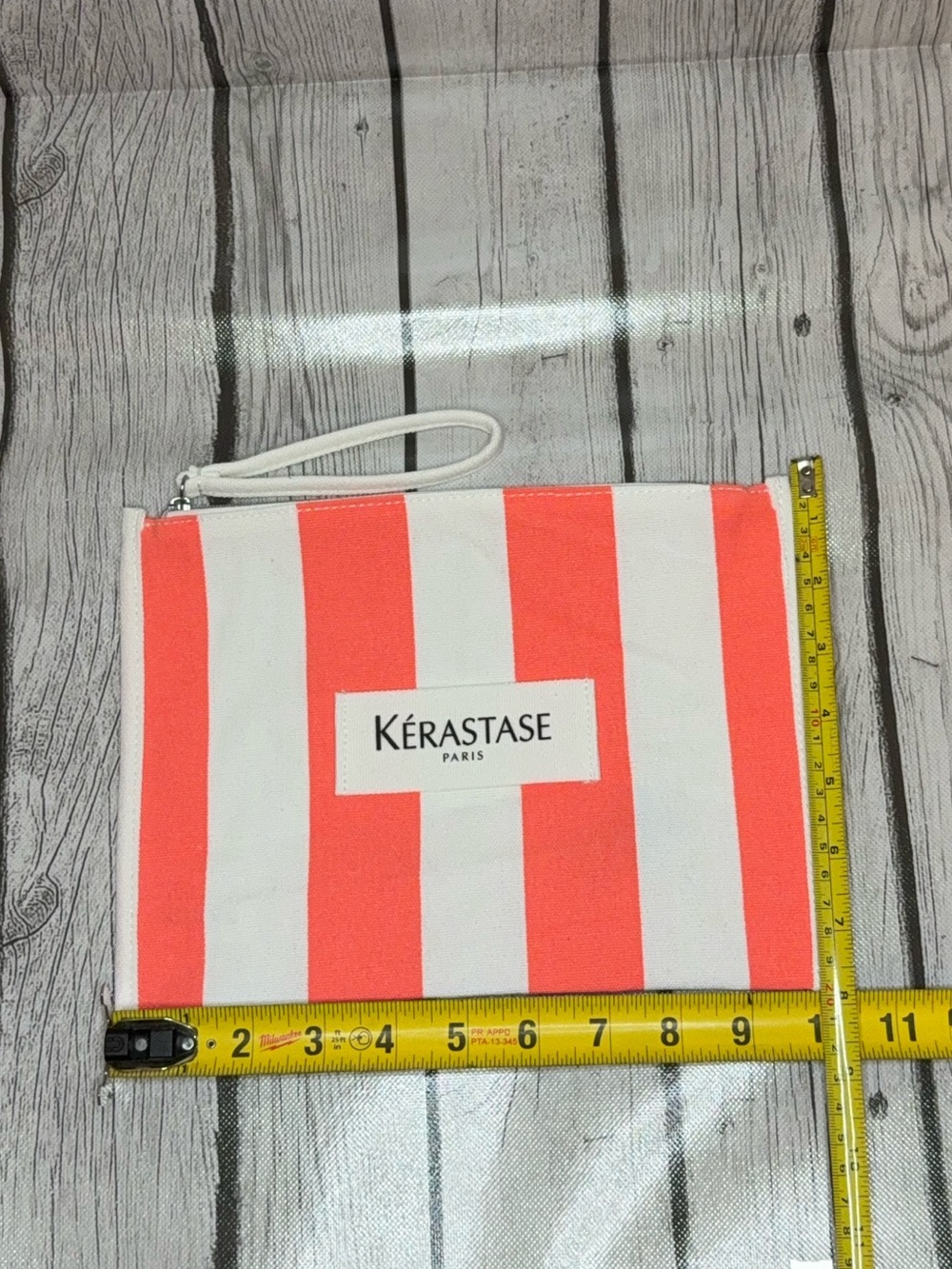 Kerastase Pink and White Striped Cosmetic Pouch